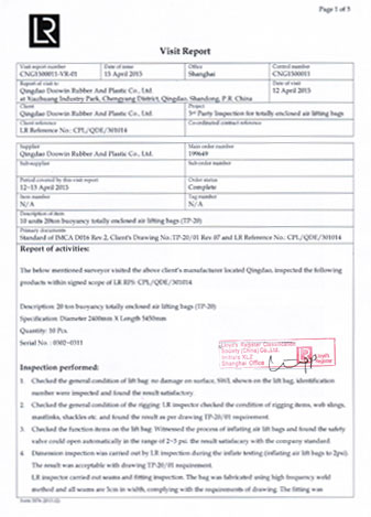 LR Inspection Certificate